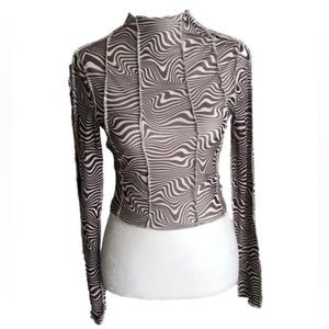 H&M Sheer Mesh Cropped Mock Neck Top